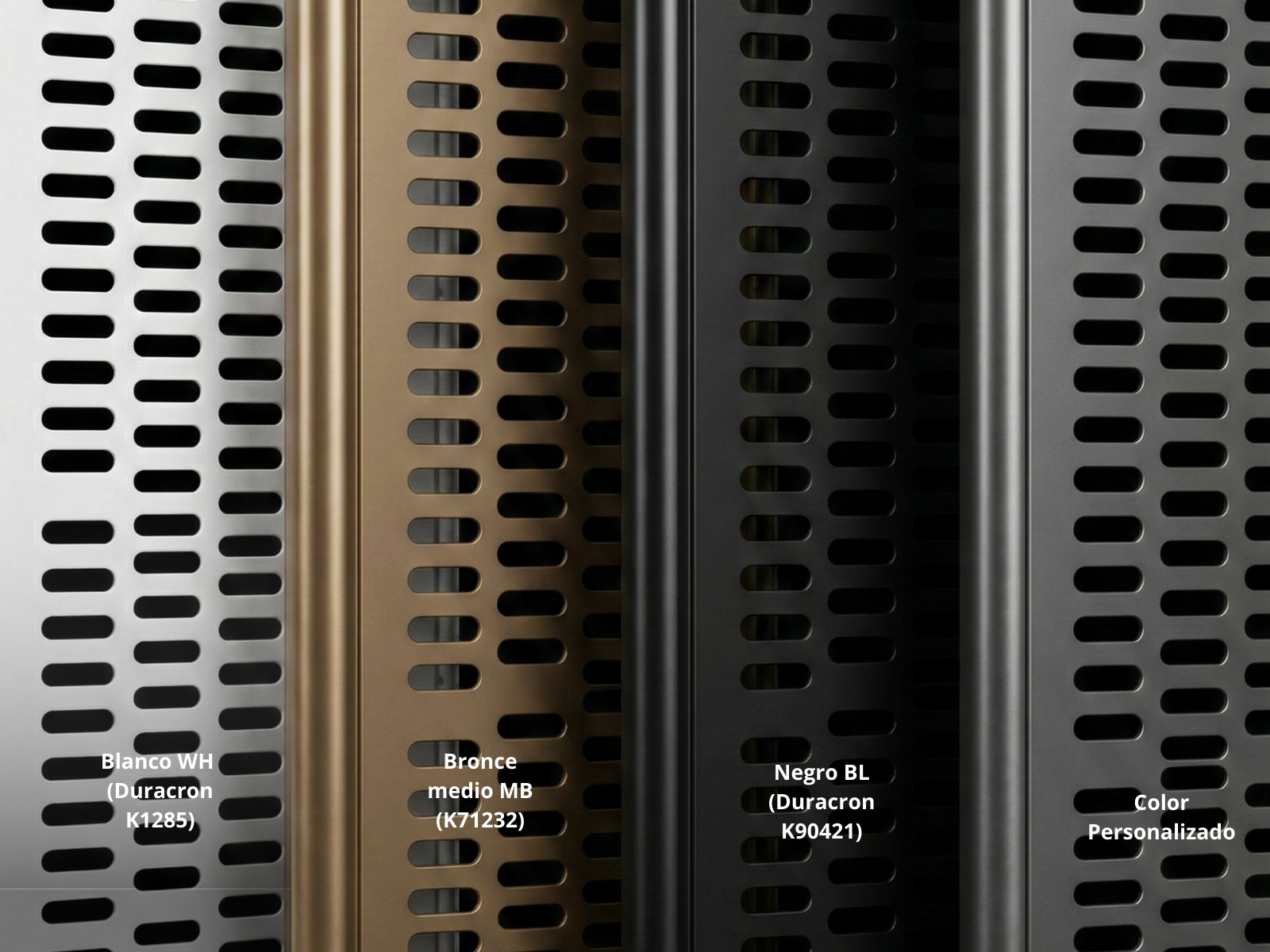 Cortina corrediza.Cortina de aluminio. Cortina de Acero. Cortina Multiperforada Horizontalmente Modelo Aíra Opciones | Khamyluxe