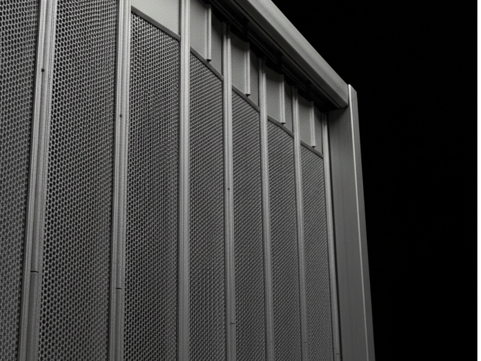 Cortina Plegable de Aluminio o Acero Multiperforada Modelo Kamaleónika Perfil