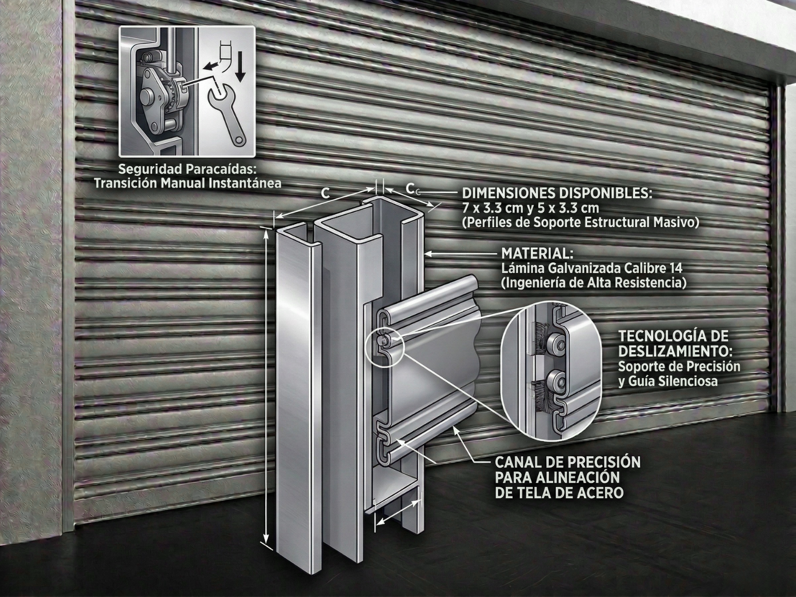 Cortina Enrrollable Ciega. Cortina enrrollable. Cortina de Aluminio. Cortina de acero. Cortina Enrrolllable de Aluminio. Cortina Enrrollable de Acero. Modelo Sahara Plana Guías Fijas | Khamyluxe