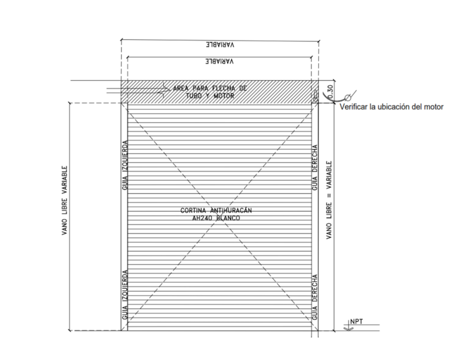 Cortina enrollable Anti Huaracan. Cortina Enrollable. Cortina de aluminio enrollable. Cortina de acero enrollable. Modelo AH240 Anti Huracan Detalles | Khamyluxe