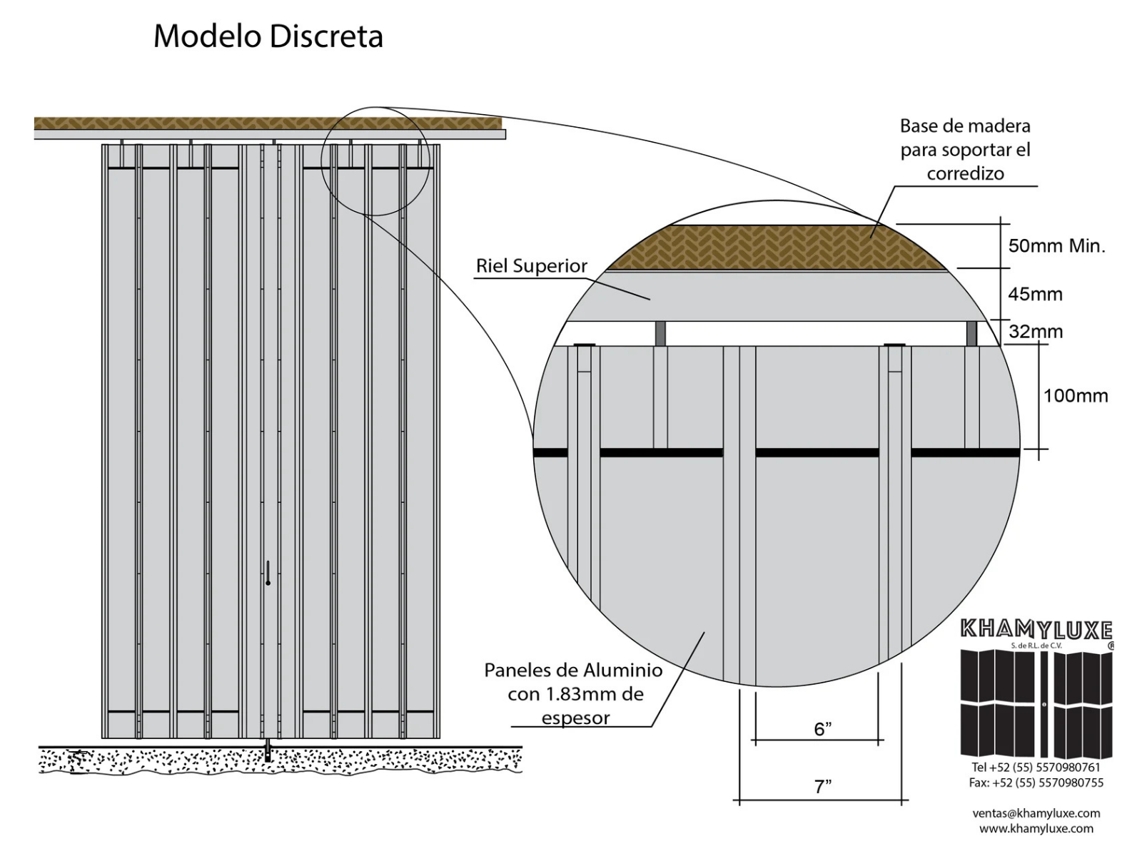 Cortina Ciega. Cortina Corrediza. Modelo Discreta. Cortina de Aluminio. Cortina de Acero. Cortina de Duela Ciega. Cortina Plana Modelo Discreta Detalles | Khamyluxe