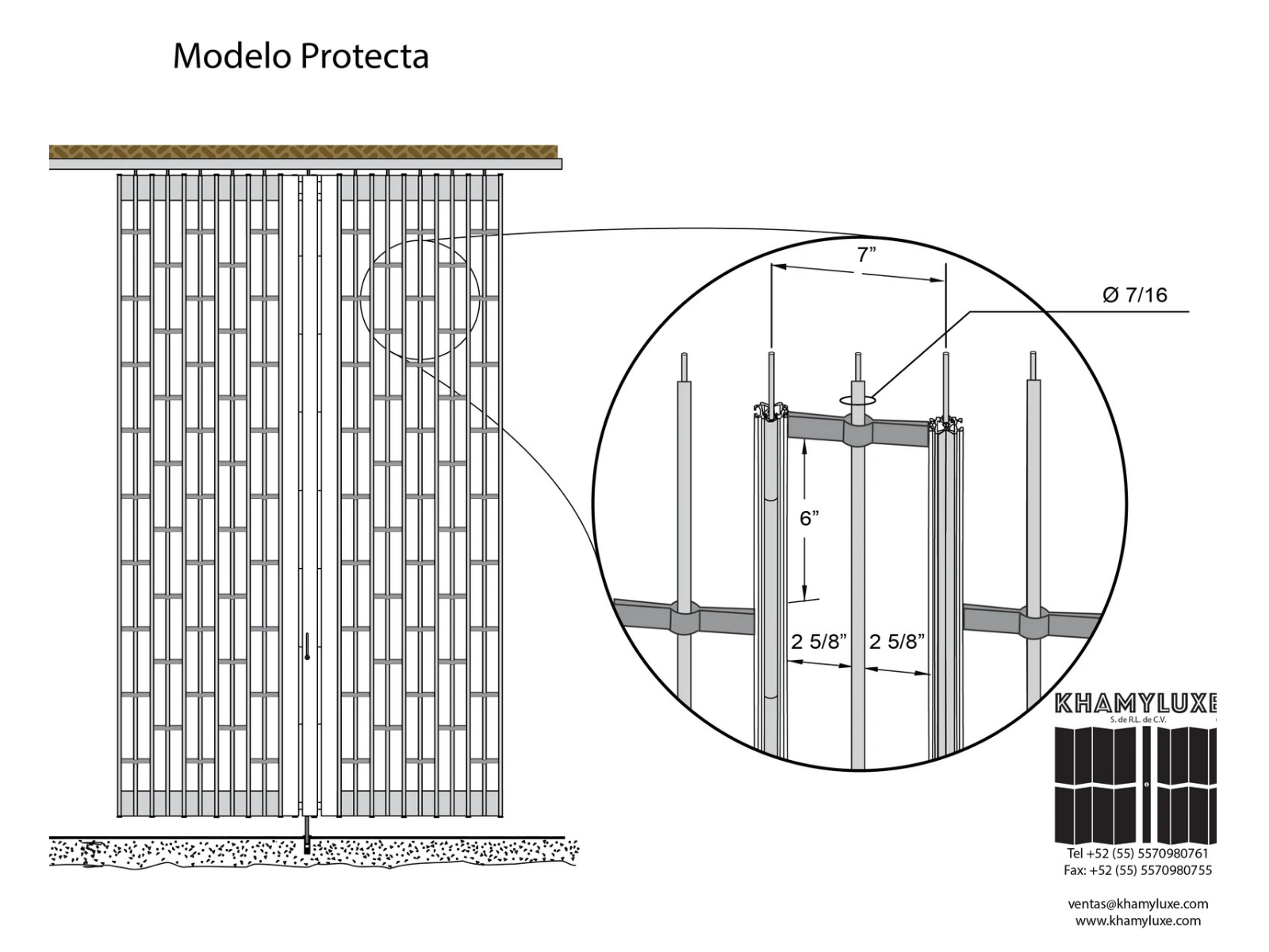 Cortina Tubular. Cortina Corrediza. Cortina Plegable. Modelo Protecta. Cortina de aluminio. Cortina de acero. Cortina de aluminio tubular. Cortina de Acero Tubular. Detalles | Khamyluxe