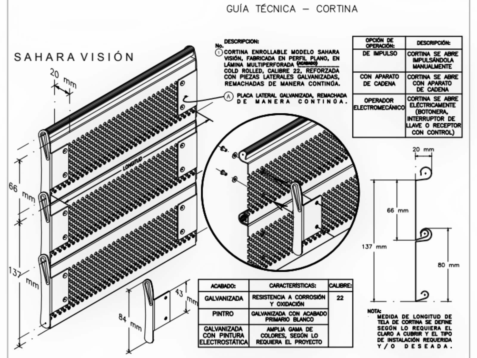 Cortina Enrolllable Multiperforada. Cortina Enrollable. Modelo Sahara Visión. Cortina de Aluminio. Cortina de Acero. Cortina Enrollable  Perforada.  Detalles | Khamyluxe