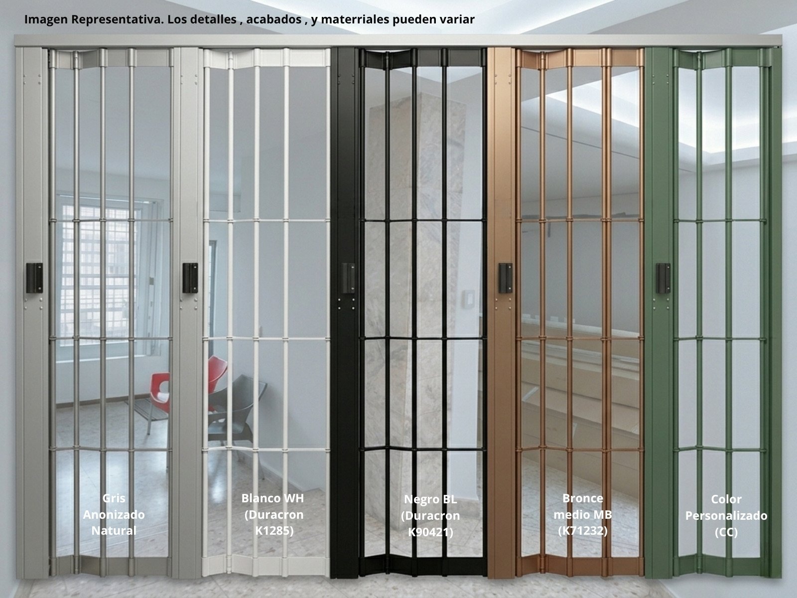 Variedad de acabados para cortina tubular Modelo Clásica.